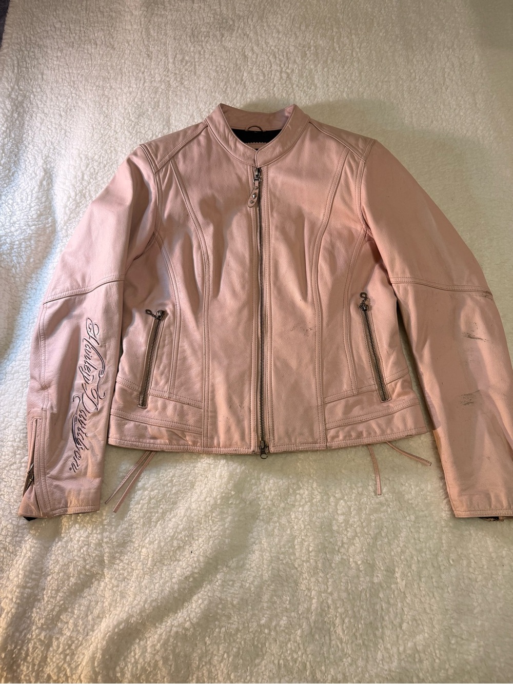 Harley-Davidson Light Pink Leather Motorcycle Jacket